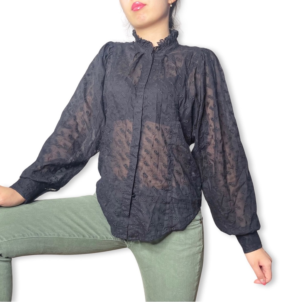 Isabel Marant Étoile Eyelet Lace Puffsleeve Blouse Size 34